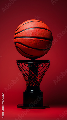 A creative representation of a monitor screen with a basketball logo