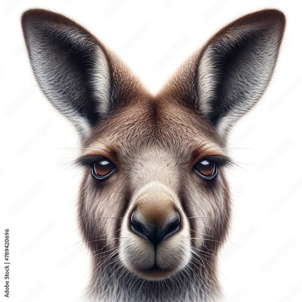 Kangaroo Animal Character Isolated on Background. Wild Kangaroo Mascot Portrait Realistic Illustration. Nature, Ecology, Wildlife Creature Care and Safe Concept. 