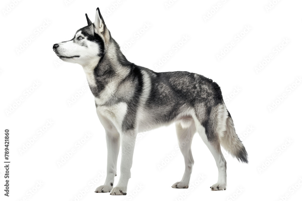 Siberian husky dog standing isolated on transparent background
