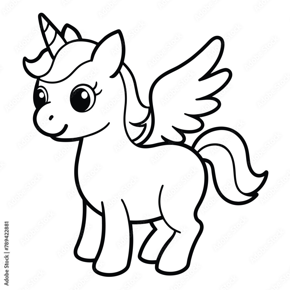 Adorable Chibi Unicorn Line Art Adorable Chibi Unicorn Line Art