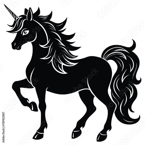 Magical Unicorn Silhouette Black and White