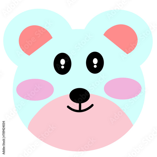 Cartoon bear head, bright, cute, cuddly