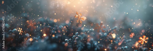 Christmas abstract bokeh background with snow flakes.   highlighting its striking features  Graphic Design  Banner Image For Website  Background  Desktop Wallpaper