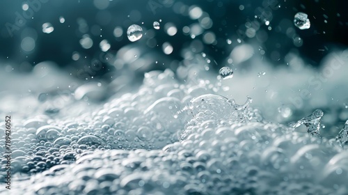 With bubbles in the air, there is boiling water on an abstract background photo