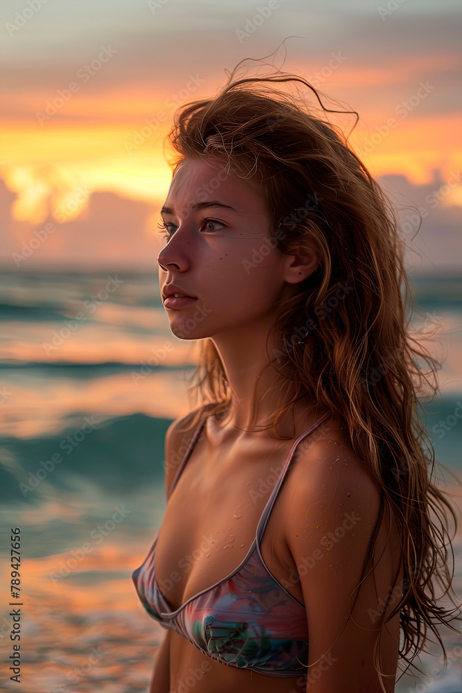 Portrait of a girl on a beautiful tropical beach Portrait of a girl on a beautiful tropical beach