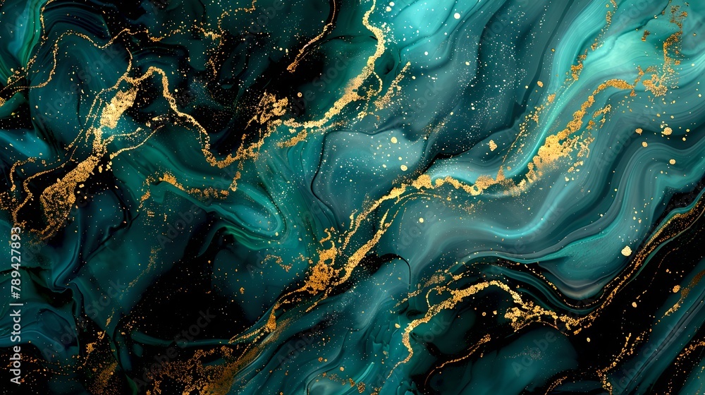 © Irina Ukrainets - Abstract swirls of blue and gold in a luxurious pattern. Ideal for backgrounds and textures in design. Elegantly flowing, rich details depicted. AI © Irina Ukrainets - Abstract swirls of blue and gold in a luxurious pattern. Ideal for backgrounds and textures in design. Elegantly flowing, rich details depicted. AI