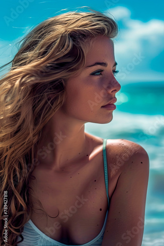Portrait of a girl on a beautiful tropical beach © Evgeniya Fedorova