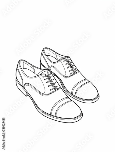 shoes isolated on white, oxford shoes, coloring sheets