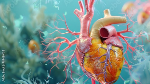 Illustration of the human heart based on anatomy photo