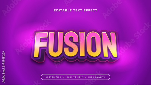 Yellow pink and purple violet fusion 3d editable text effect - font style