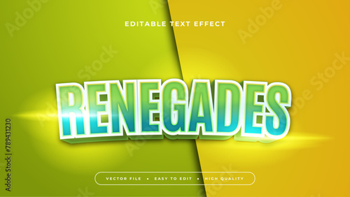 Yellow green and blue renegades 3d editable text effect - font style photo
