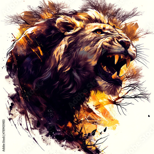 design digital art for t-shirt type animal, lion, bear, gorilla, wolf