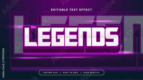 White and purple violet legends 3d editable text effect - font style