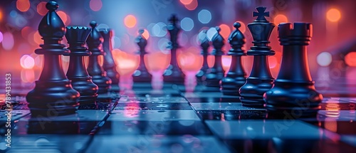 Midnight Chess Duel: A Strategic Encounter. Concept Strategy, Chess, Midnight, Duel, Challenge