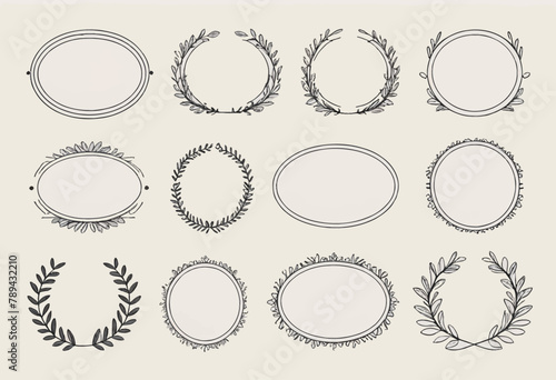 Vector Illustration of Minimal Line Style Arch and Oval Shape Boho Frame