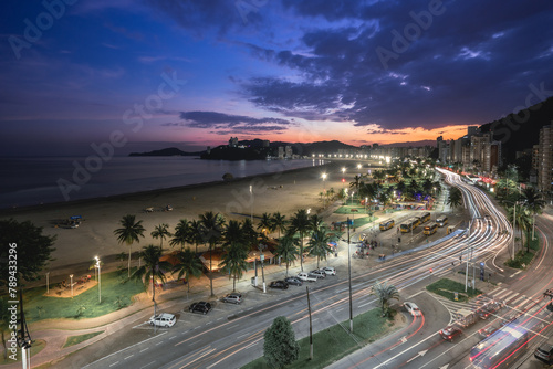 Evening at the Boulevard at Santos And Sao Vicente, Brazil. April 2 2024.