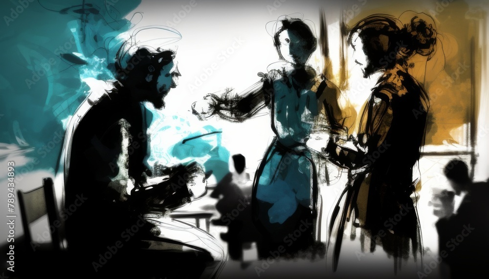 The Improvisation, In a spontaneous improvisational session, actors dive into a scene with no script, Generated AI. The Improvisation, In a spontaneous improvisational session, actors dive into a scene with no script, Generated AI.
