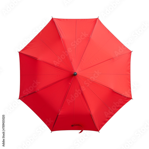 isolated open red umbrella  top view