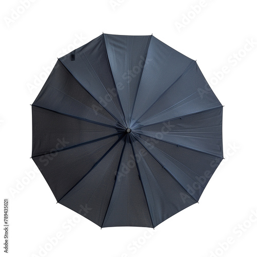 isolated open black umbrella  top view