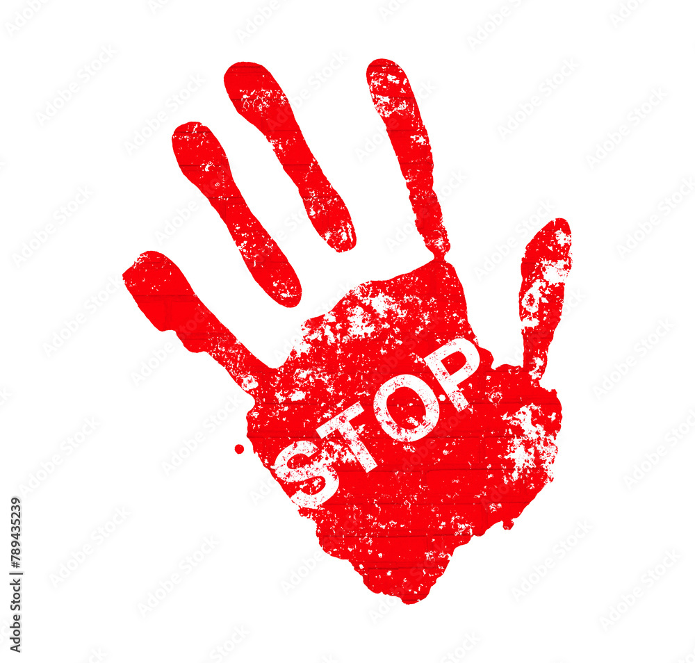 Hand print with the inscription STOP isolated on transparent background ...