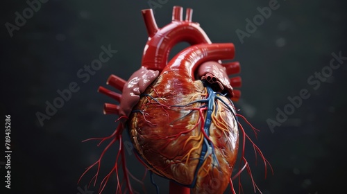 3D Illustration of Human Heart Anatomy Isolated on Black
