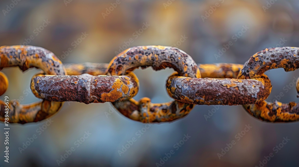 close up of a rusted chain with a blurred background close up of a rusted chain with a blurred background