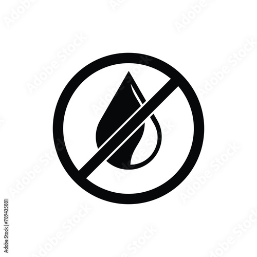 No water resistant, no waterproof warning sign, vector illustration. Don’t expose to liquids, no water drop