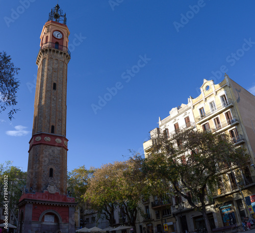 Barcelona, Spain: Torre del Rellotge, Plaça de la Vila de Gràcia