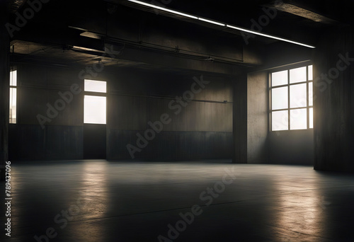 walls dark spotlights space interior room concrete copy Empty Industrial cement texture wall background blank floor grunge grey abstract old dirty design