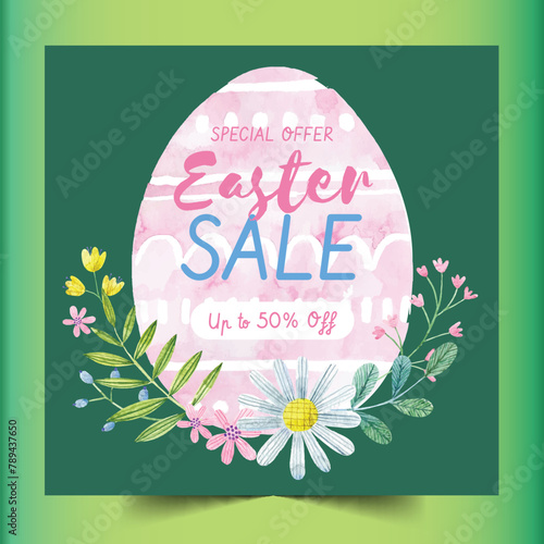 watercolor easter sale design vector illustration