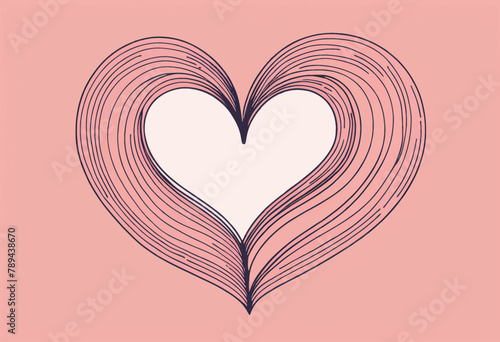 Modern Flat Style Vector Illustration of Heart and Love Swirl Divider in Minimalist Doodle