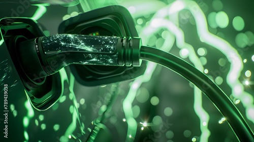Charging Cable and Electric Vehicle Port Interaction: Green Energy Sparks Clean Power photo