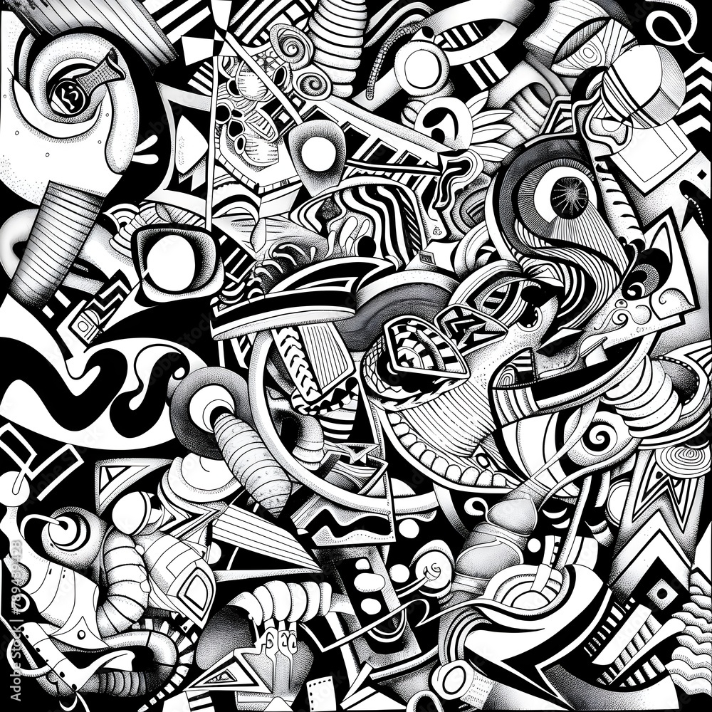 Organized Chaos: A Vibrant Doodle Art Header Brimming with Shapes and Textures