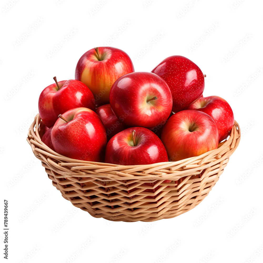 Fresh Apples in Basket Isolated On Transparent Background Fresh Apples in Basket Isolated On Transparent Background