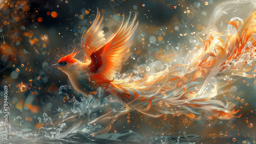 the God of the South, embodying passion and prosperity, typically depicted as the Vermilion Bird.generative ai photo