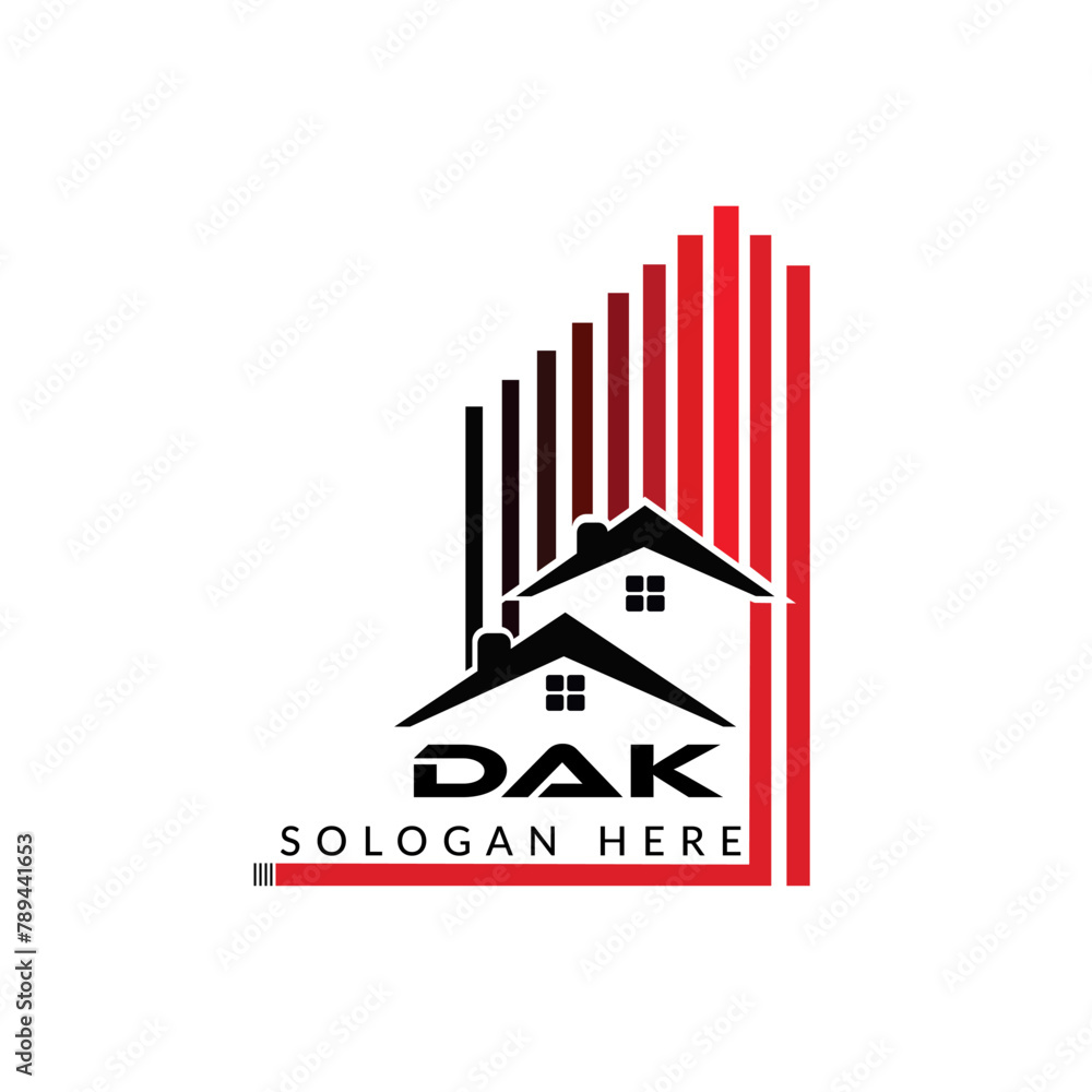 Fototapeta premium Letter DAK building vector, DAK initial construction. DAK real estate. DAK home letter logo design, DAK real estate Logo ,DAK Style home logo