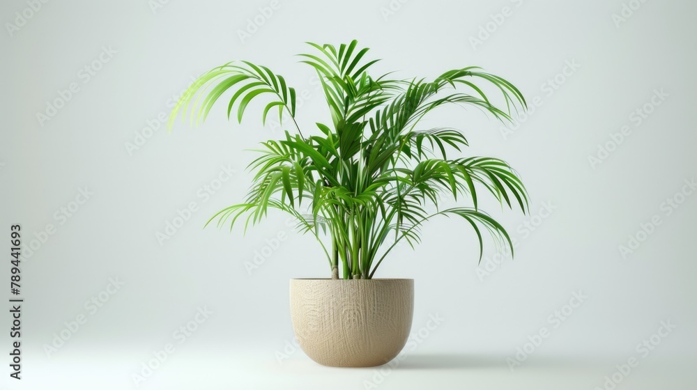 A plant in a pot on a white surface. Suitable for home decor concepts A plant in a pot on a white surface. Suitable for home decor concepts