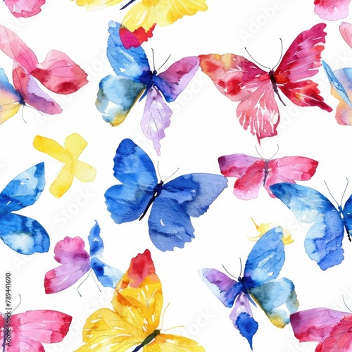 Group of colorful butterflies on a plain white background. Perfect for various design projects