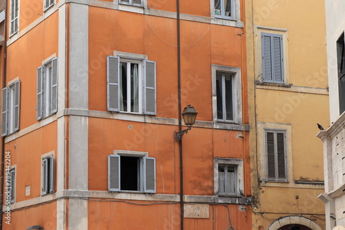 Piazza Costaguti Square Building Facades in Rome, Italy