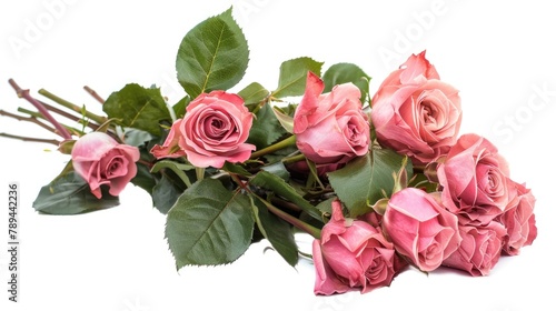 Fototapeta Naklejka Na Ścianę i Meble -  Pink roses arranged on a table, suitable for various occasions