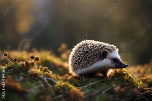 habitat Young hedgehog natural prickly quill rabbit prick portrait alert grass wildlife fast rodent ear early protection view shot forest animal brown wild bristle defense