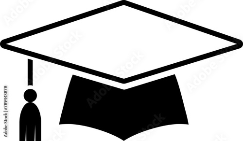Graduation hat cap icon . Academic cap vector icons. Student hat simple black icon. Graduation and education symbol . 