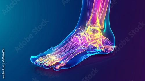 Foot anatomy infographic modern illustration of the ankle joint and tendons