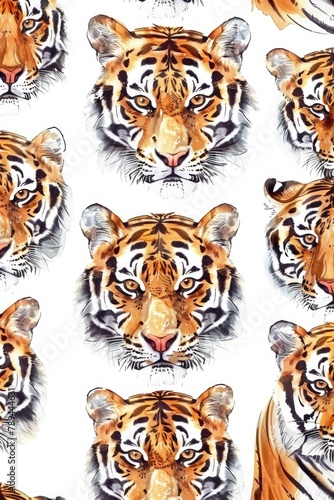 A detailed close-up of a tiger s face  perfect for wildlife and animal themes