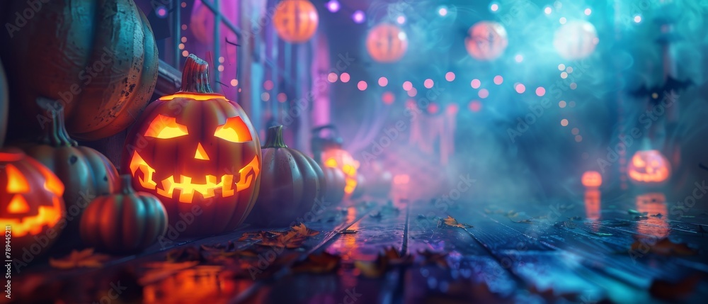 Animated Halloween party background. Three-dimensional rendering. Animated Halloween party background. Three-dimensional rendering.