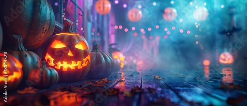 Animated Halloween party background. Three-dimensional rendering.