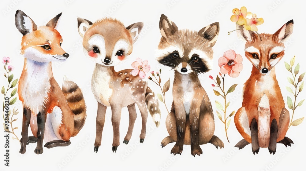 Naklejka premium A group of foxes sitting together, perfect for wildlife designs
