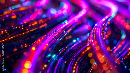 A close up of a purple and blue wire.