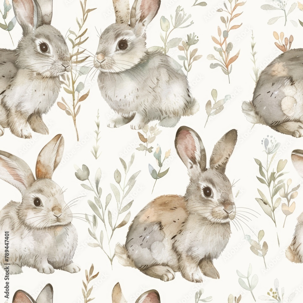Fototapeta premium Cute rabbits sitting in a row, suitable for various projects