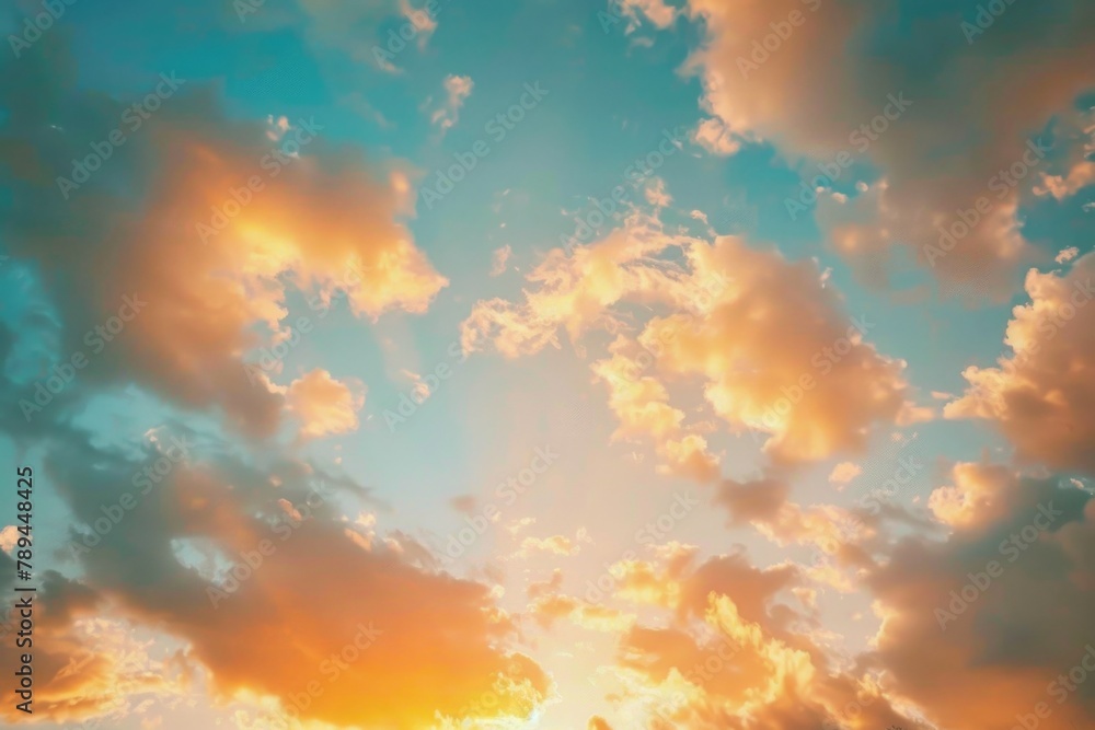 A plane flying through a cloudy sky at sunset. Suitable for travel or aviation concepts A plane flying through a cloudy sky at sunset. Suitable for travel or aviation concepts